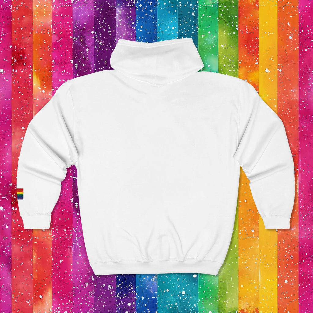 Bespattered Facade Rainbow Proud LGBTQ+ Pride Embroidered Full-Zip Hoodie