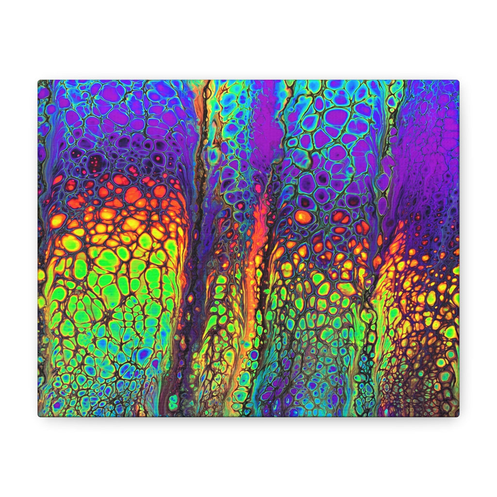 Bespattered Facade Neon Lava Stretched Matte Canvas Art Prints | Multiple Sizes