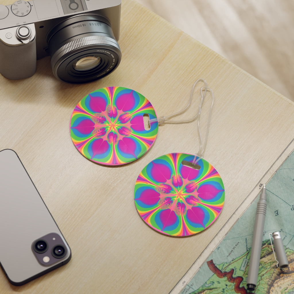 Bespattered Facade Flower Power Round Luggage Tag