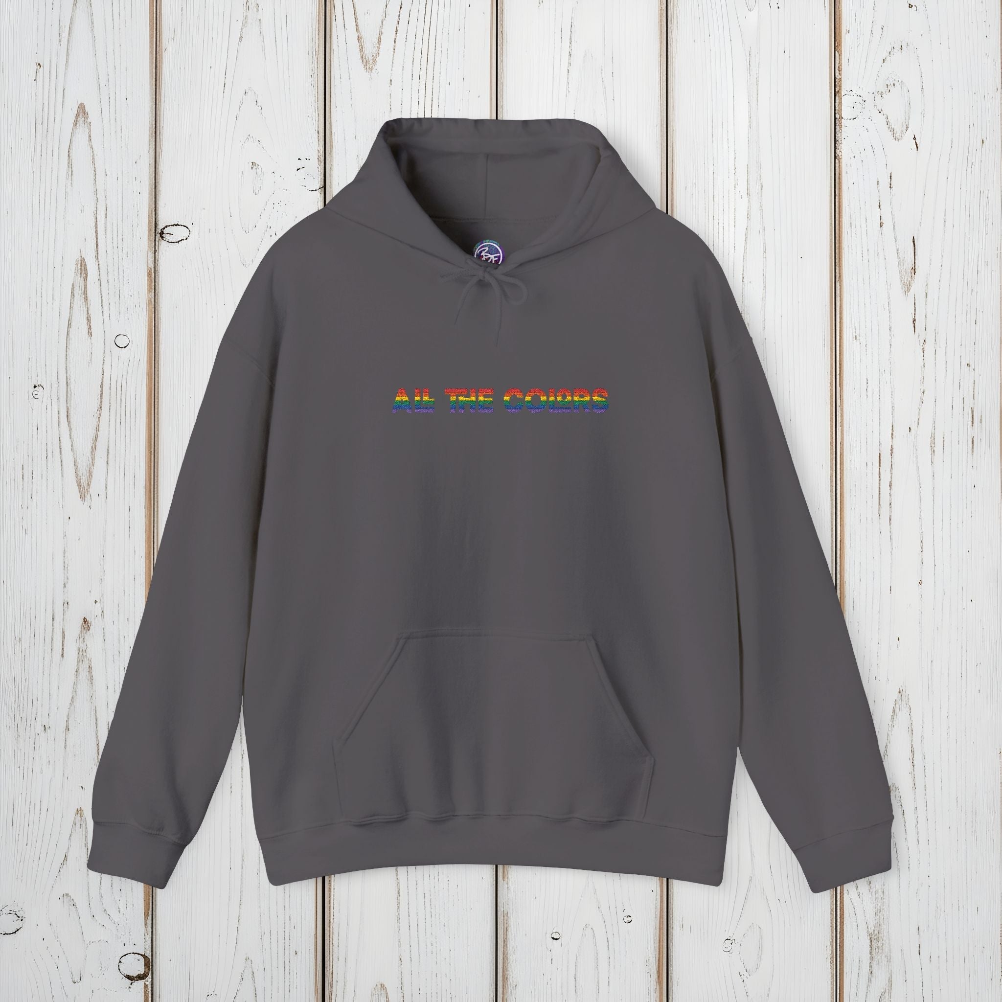Bespattered Facade "All the Colors" Rainbow Embroidered Unisex Heavy Blend™ Hooded Sweatshirt