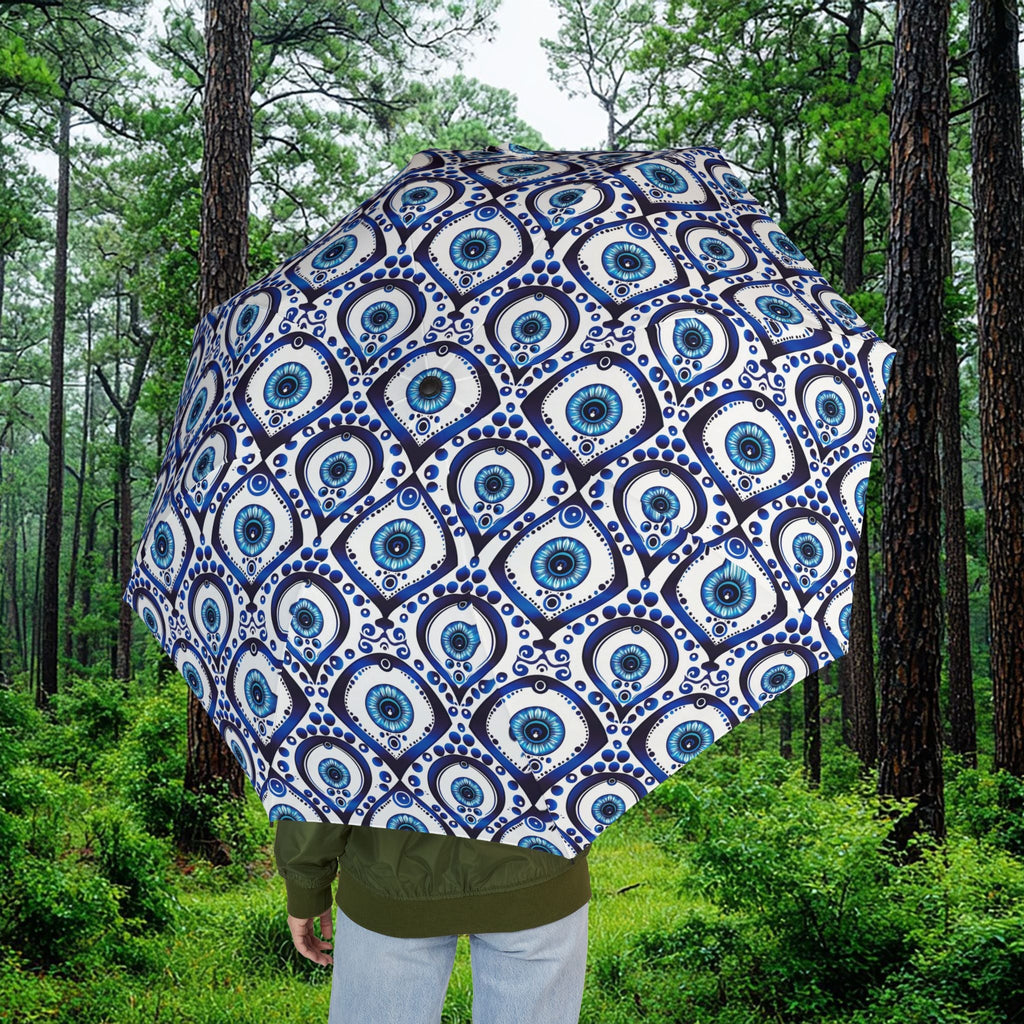 Evil Eye Foldable Umbrella — Compact Semi-Automatic Rain Parasol