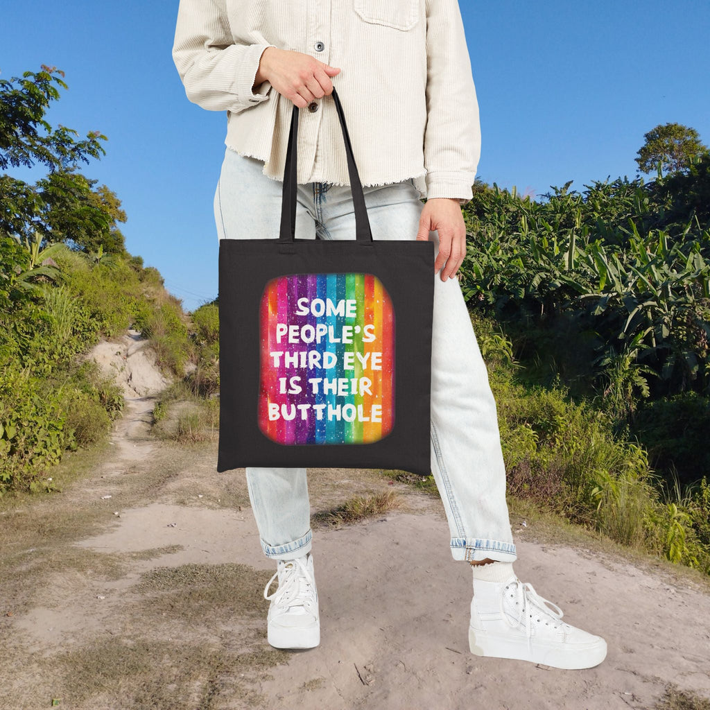 Bespattered Facade Rainbow "Third Butthole Eye" Canvas Tote Bag Reusable Carryall