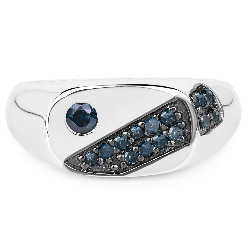 0.31 Carat Genuine Blue Diamond .925 Sterling Silver Ring