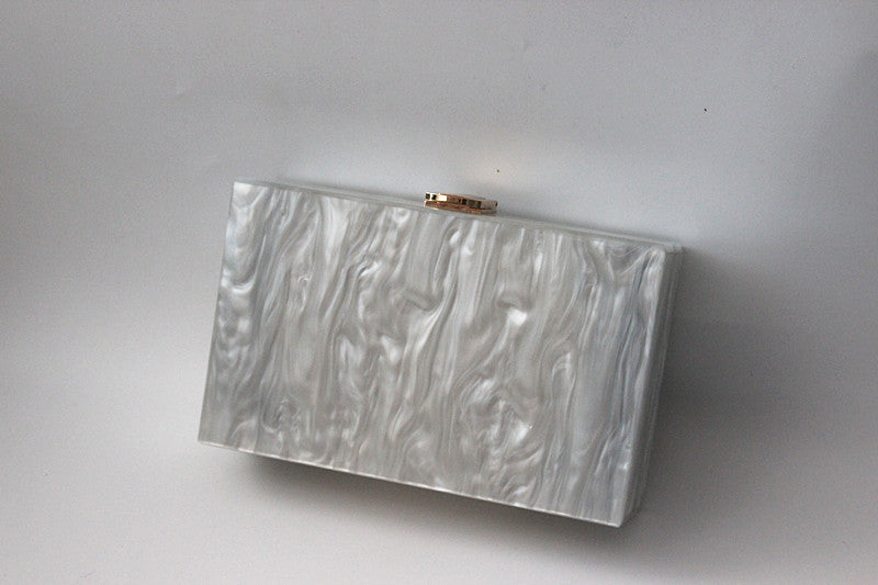 White Shell Pattern Acrylic Clutch Evening Bag