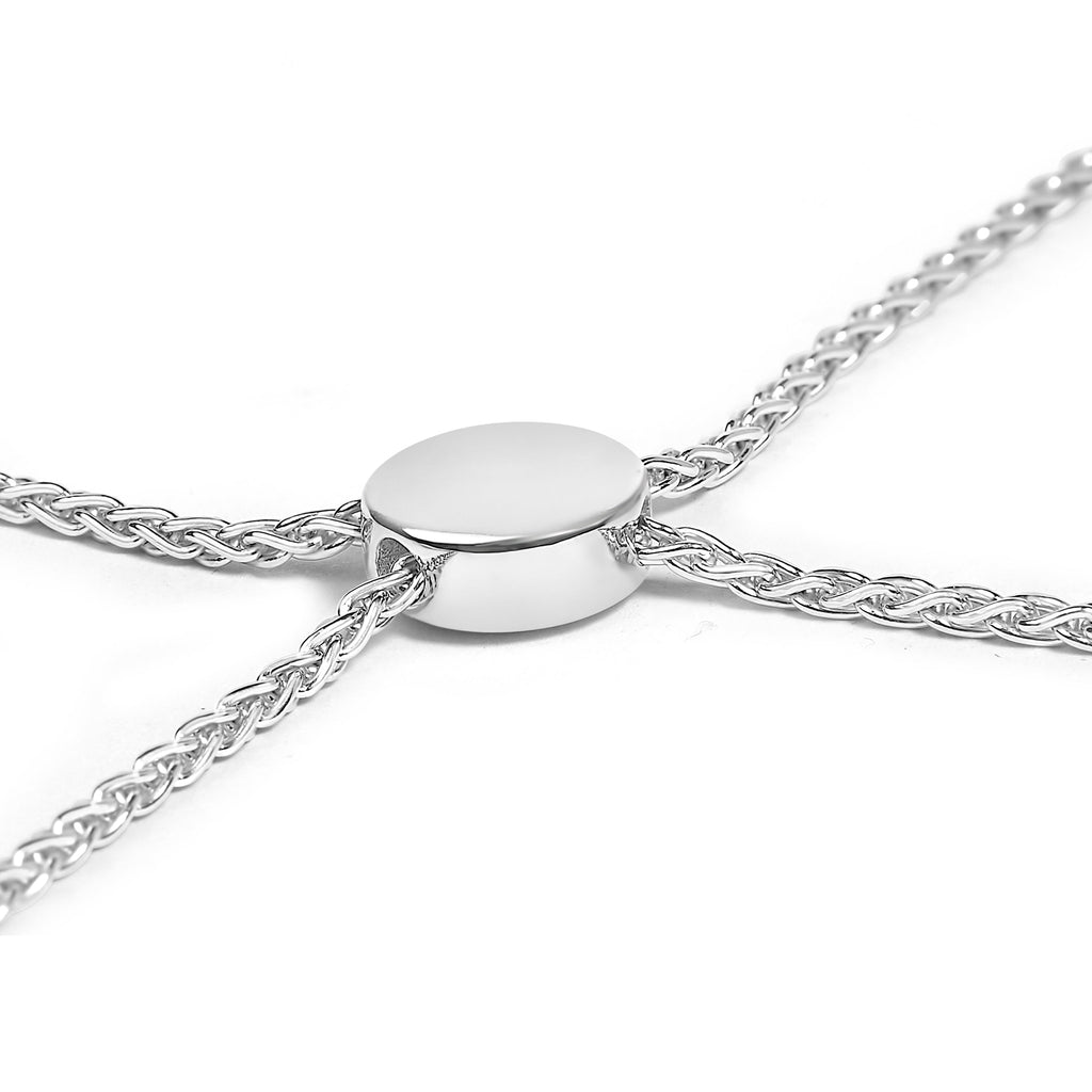 .925 Sterling Silver Diamond Accent Ribbon and Circle Bolo Adjustable Bracelet