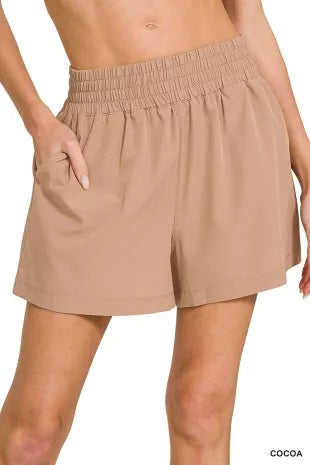 Zenana Soft Woven Lined Shorts With Pocket