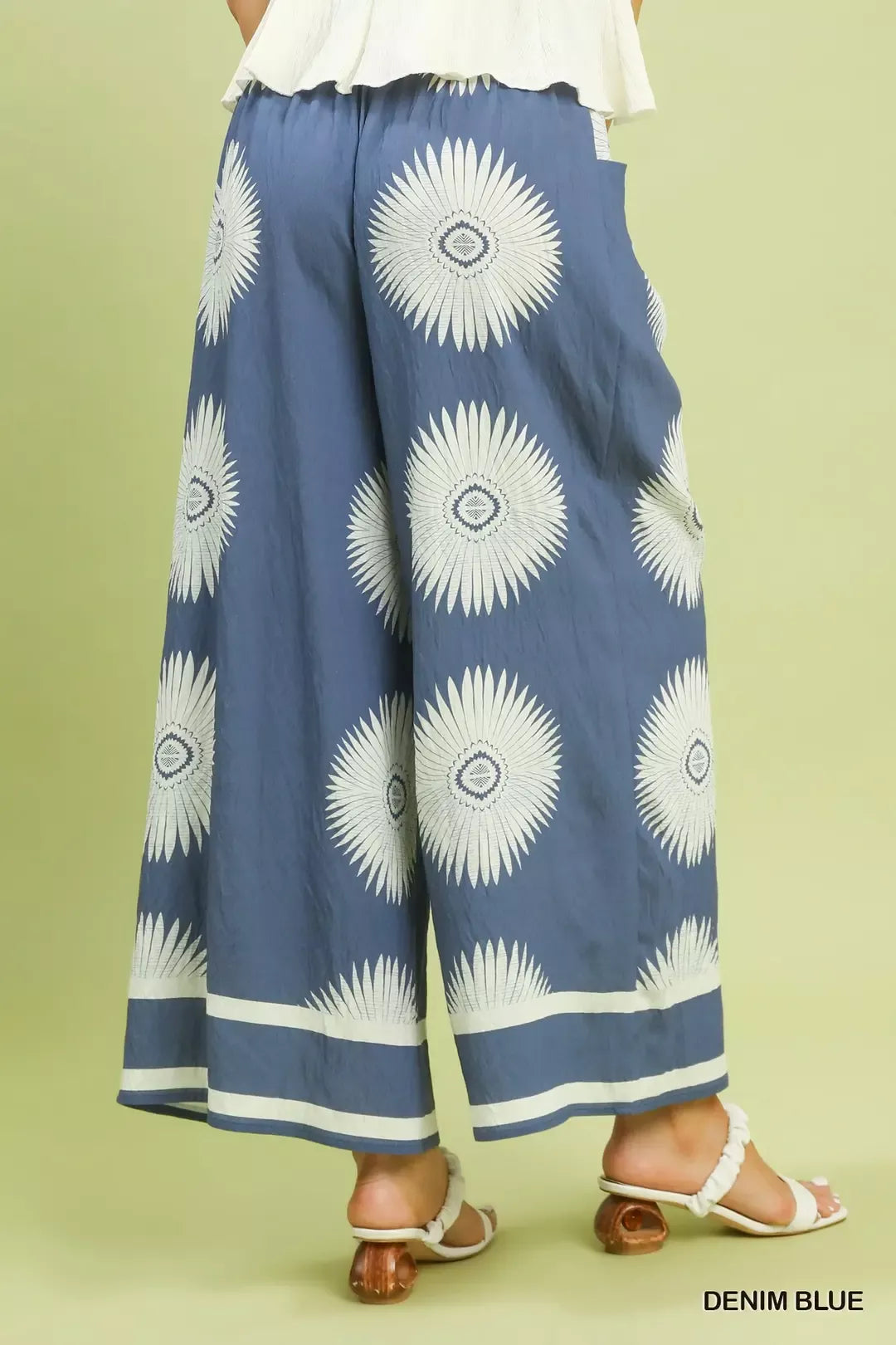 Umgee Abstract Border Print Wide Leg Pants