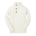 Organic Mock Neck Cable Sweater with Buttons