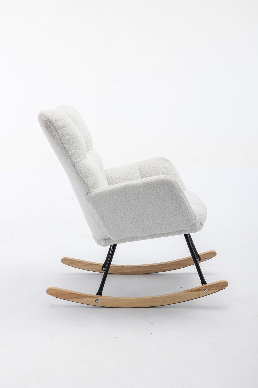050-Teddy Fabric Rocking Gilder Nursery Chair For Living Room Indoor,Ivory
