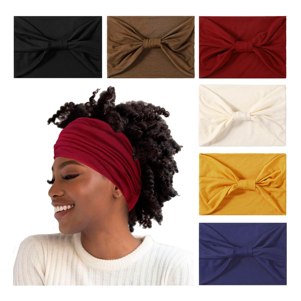 Artilady 7 Wide Headbands for Women Elastic Head bands Non Slip Soft Stretchy Extra Large Boho Turban Headwraps Sport Workout Running Hair Accessories for Girls