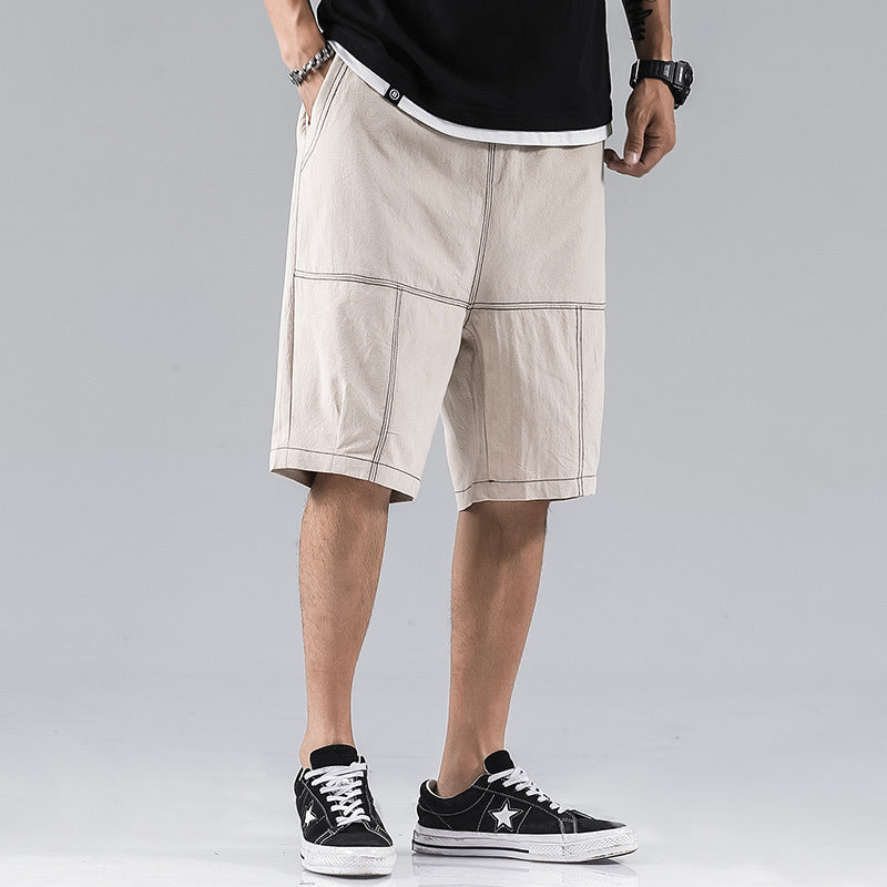 Men's Casual Cotton Linen Loose Harem Sports Shorts