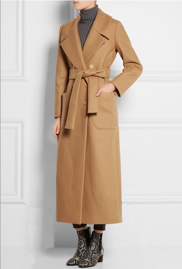 Women's Double-breasted Lace-up Long Wool Coat