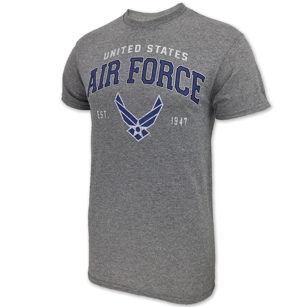 Armed Forces Gear US Air Force Wings Est. 1947 Faded Short-Sleeve T-Shirt - Licensed United States Air Force Shirts for Men (Gray Large)
