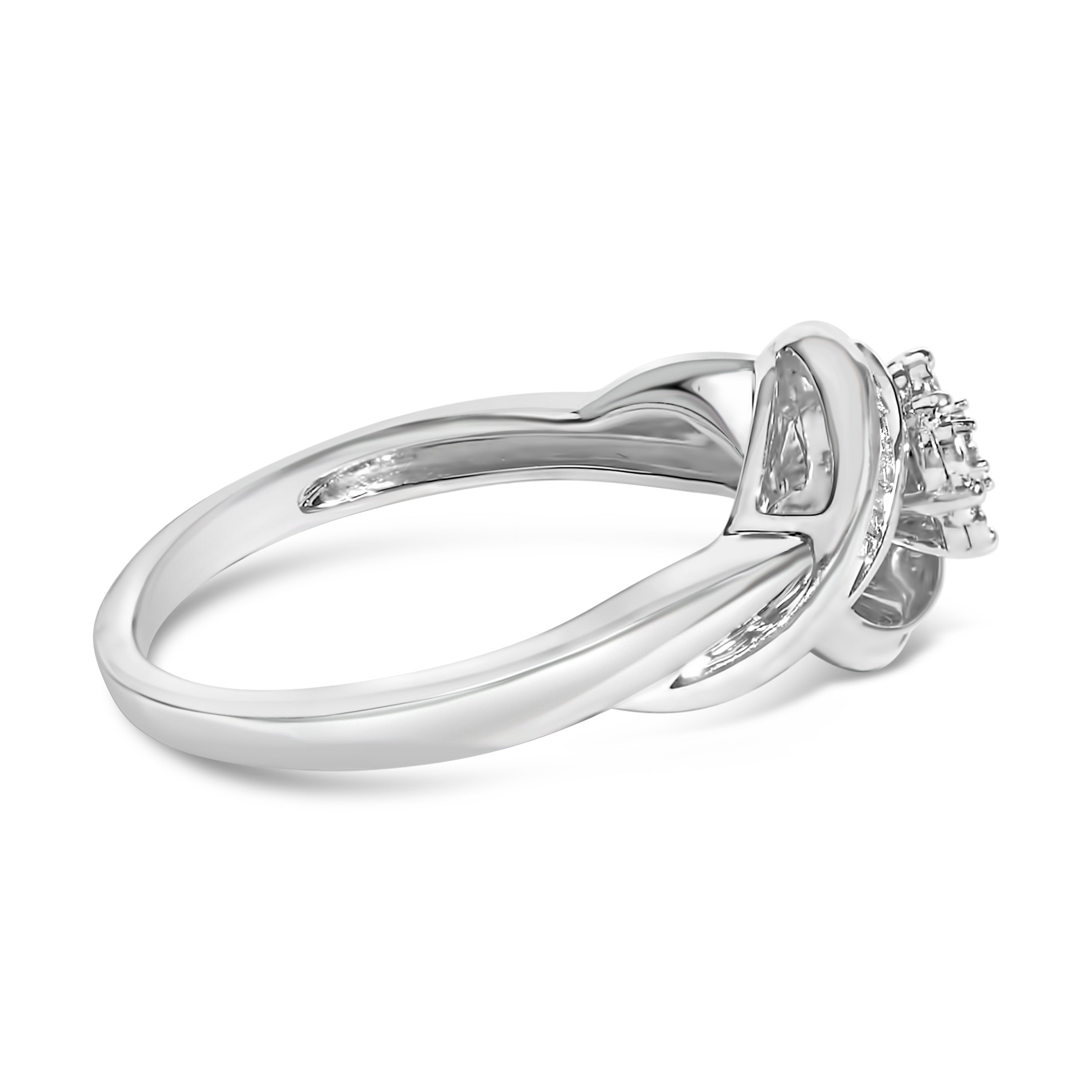 Sterling Silver 1/10 Cttw Diamond Bypass Cluster Ring