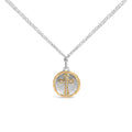 14K Yellow Gold Plated Sterling Silver 1/10 Cttw Diamond Cross Medallion Pendant Necklace