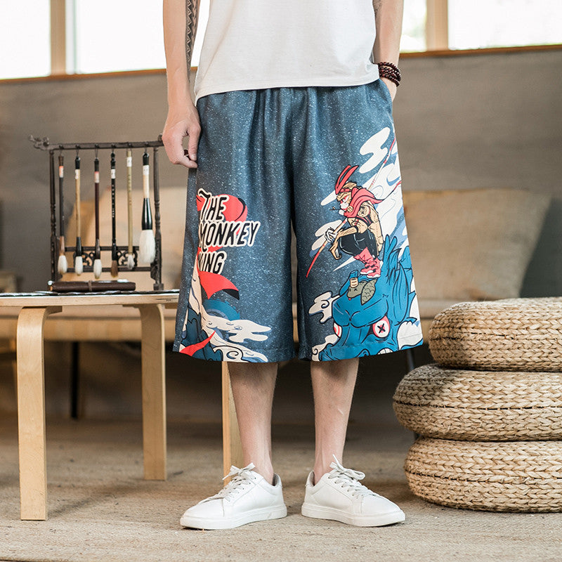 Men's Loose Wide-Leg Straight Five-Point Shorts