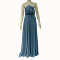Lulus Meridith Slate Blue Ruffled Lace-Up Maxi Dress, Size Medium