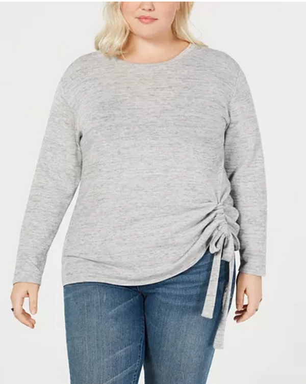 INC Womens Sweater Scoop Neck Side-Tie Ruched