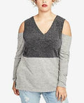 Rachel Roy Women's Cold Shoulder Pullover Long Sleeve V Neck Top