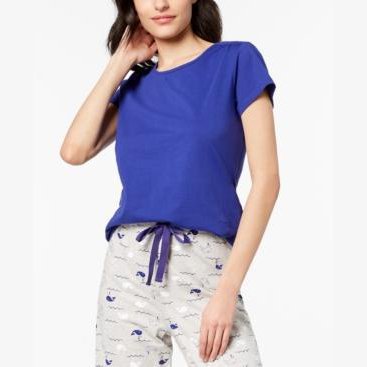 Charter Club Cotton Short-Sleeve Soft Knit Pajama Top