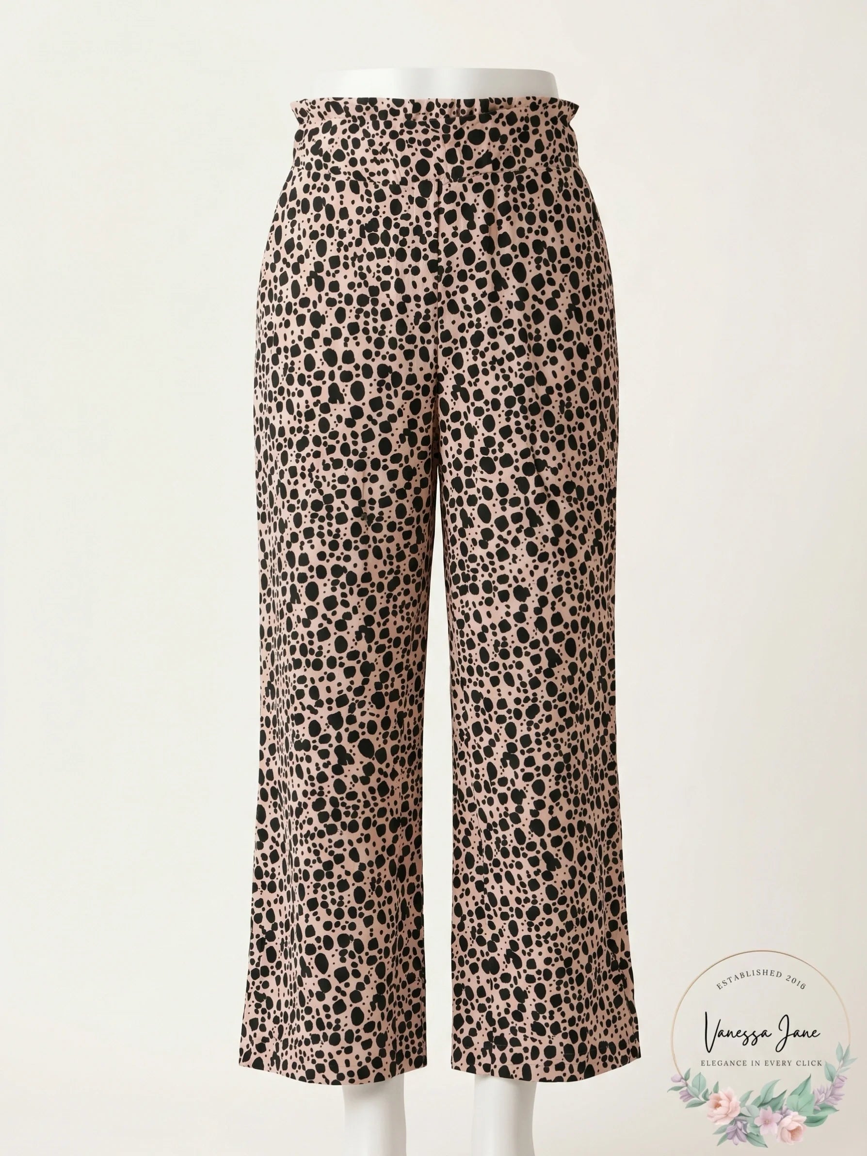 Sanctuary Beige Ink Spot Printed Bohemia Modern Wide Leg Pants, Size Small