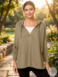 Style and Co Womens Long Sleeve Hooded Top, Size Medium