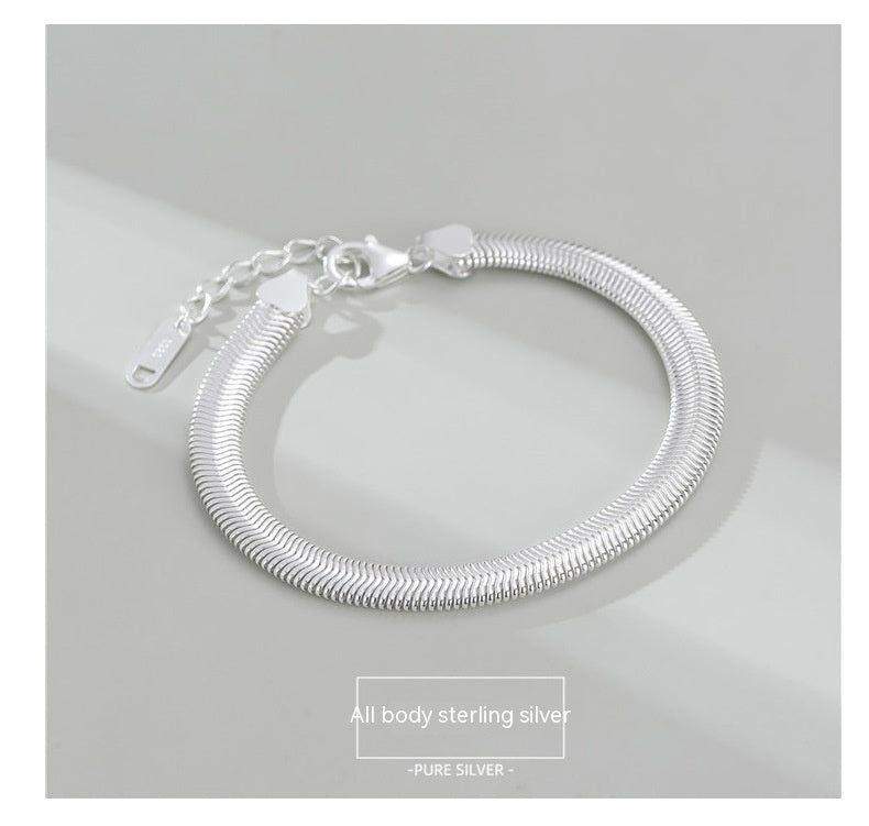 S925 Sterling Silver Korean Heavy-duty Flat Snake Chain