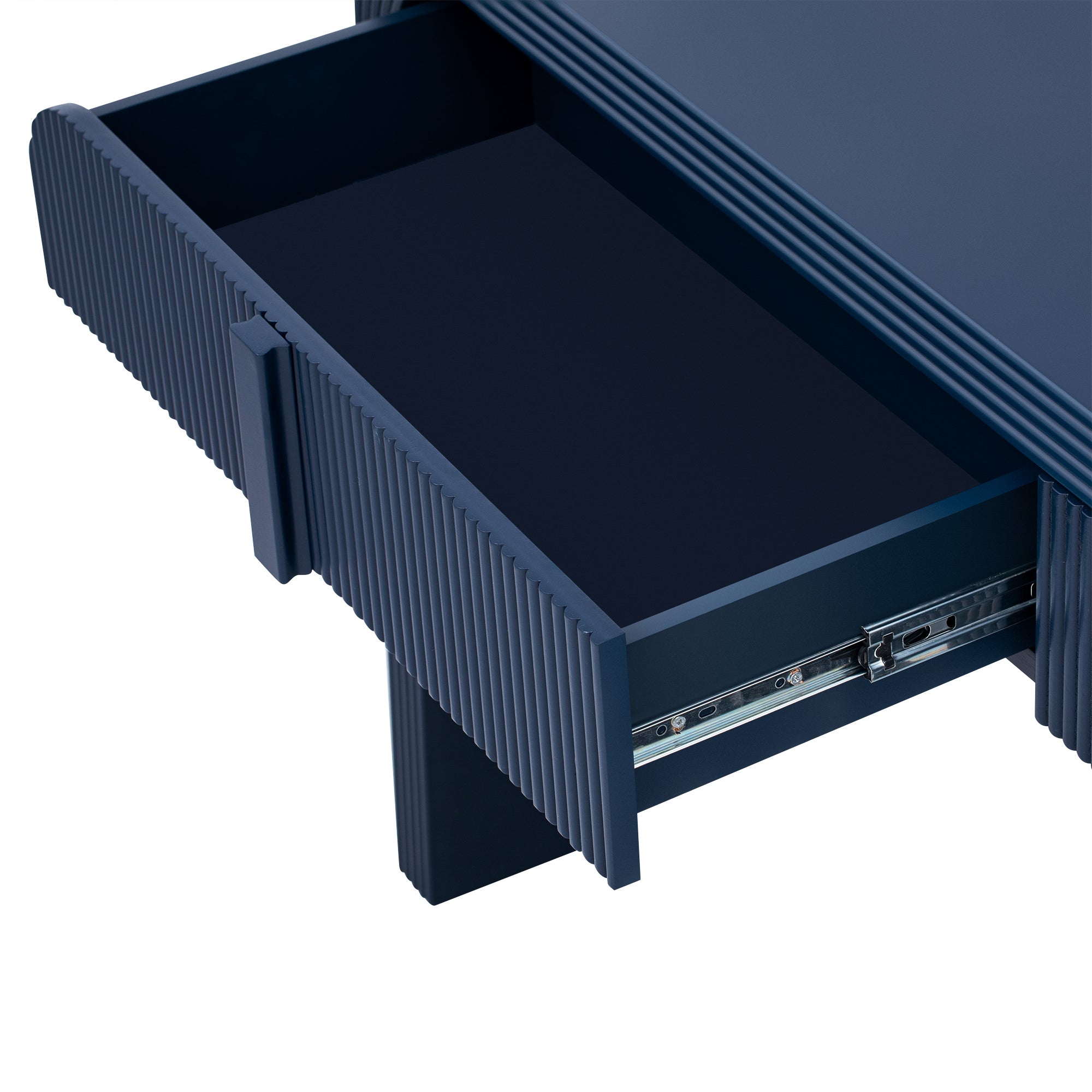 TREXM Modern Console Table with 2 Storage Drawers, Fluted Entryway Table with Rounded Silhouette for Hallway Living Room and Entryway (Navy Blue)
