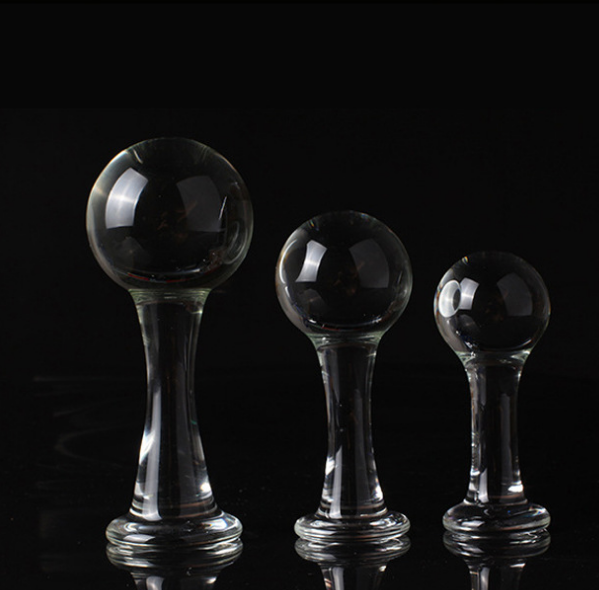 Crystal Glass Anal Plug with Beads for Pleasure