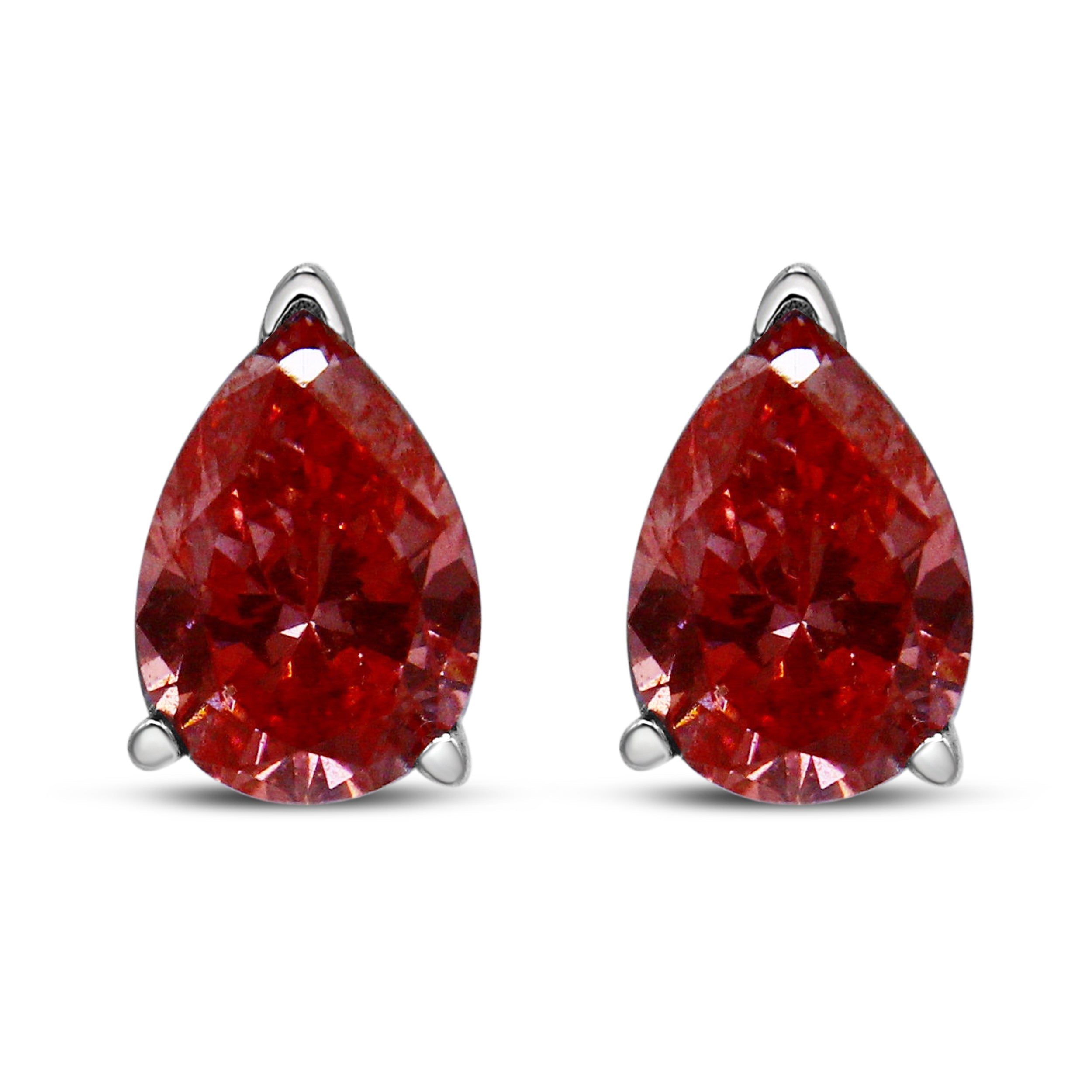 14K White Gold 1/2 Cttw Lab Grown Pink Pear Diamond 3 Prong Set Martini Solitaire Stud Earrings (Pink Color, VS2-SI1 Clarity)