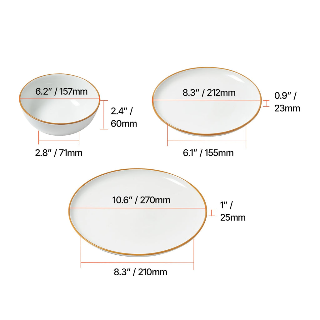 12 PCS Dinnerware Set Ceramic Plates and Bowls Sets Service for 4 White