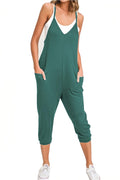 LAVIQK Womens Deep V Neck Jumpsuit Adjustable Spaghetti Strap Skinny Leg Jumpsuit Loungewear Casual Solid Sleeveless Romper Capri Length Jumpsuit