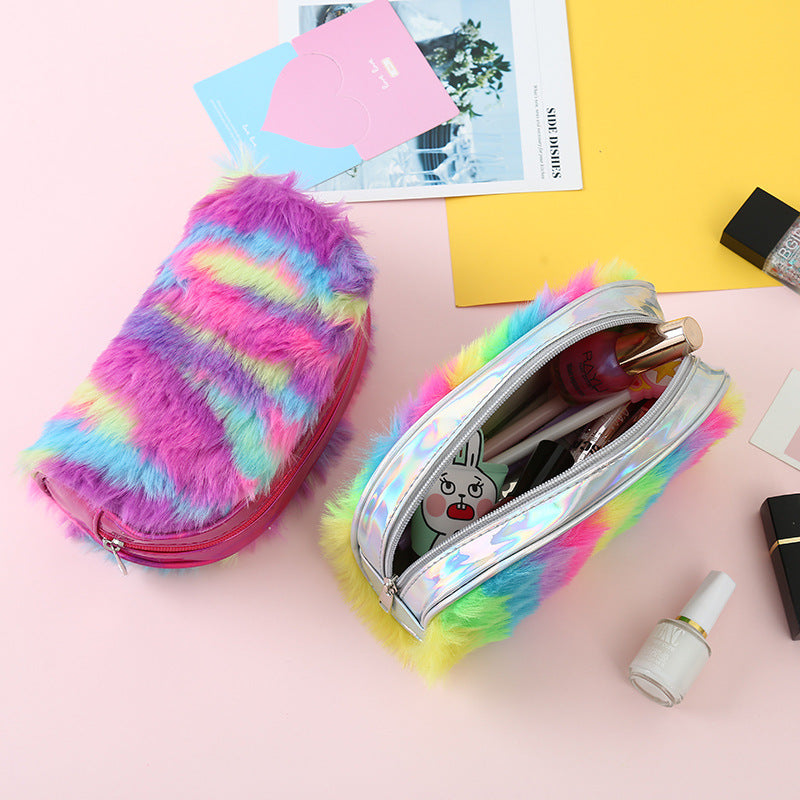 2019 New Rainbow Plush Pencil Case and Makeup Bag