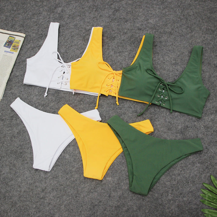 2019 New Women's Bikini, Sexy Solid Color Swimsuit