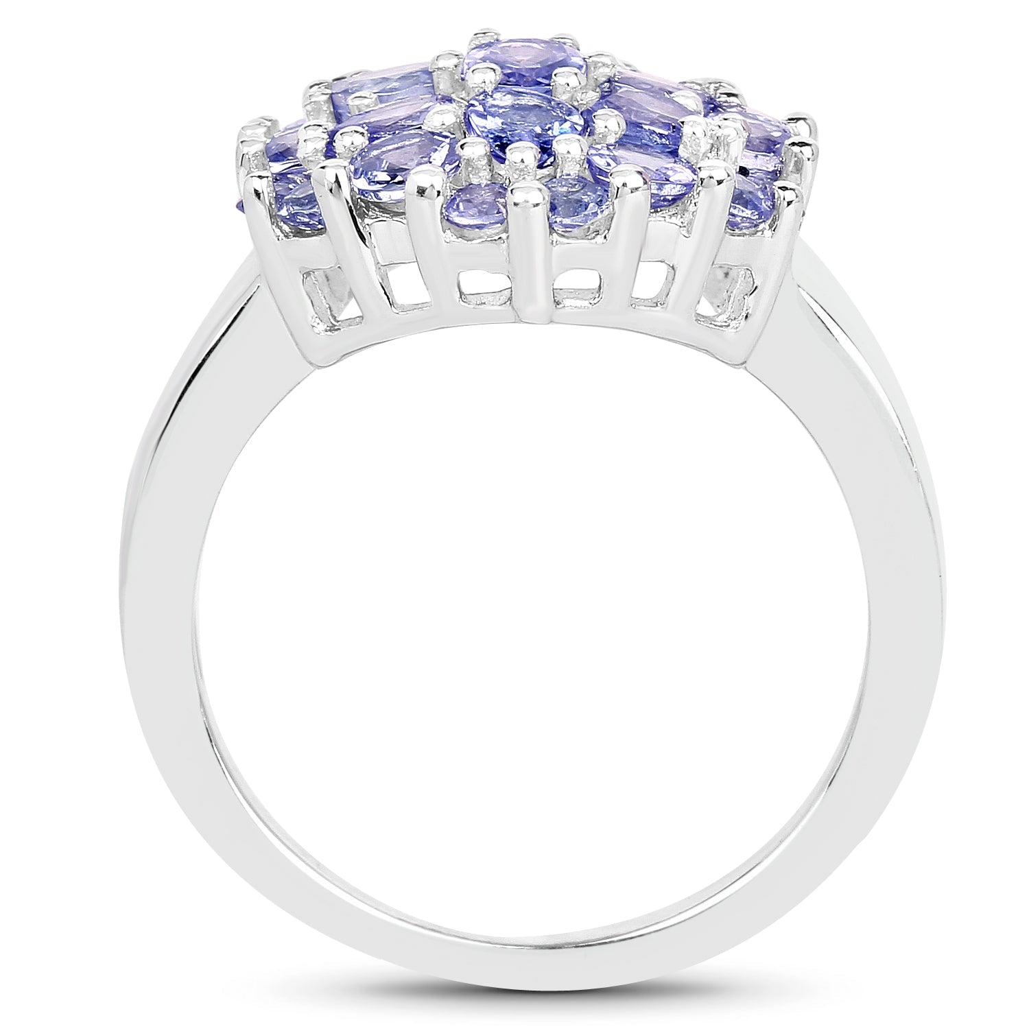2.03 Carat Genuine Tanzanite .925 Sterling Silver Ring