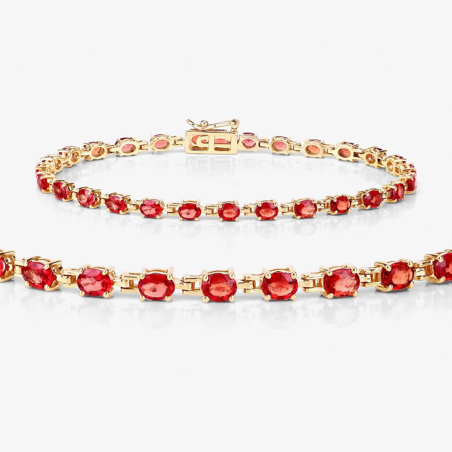 7.00 Carat Genuine Orange Sapphire 14K Yellow Gold Bracelet