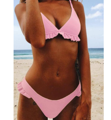 New Women's Solid Color Skirted Bikini Swimsuit