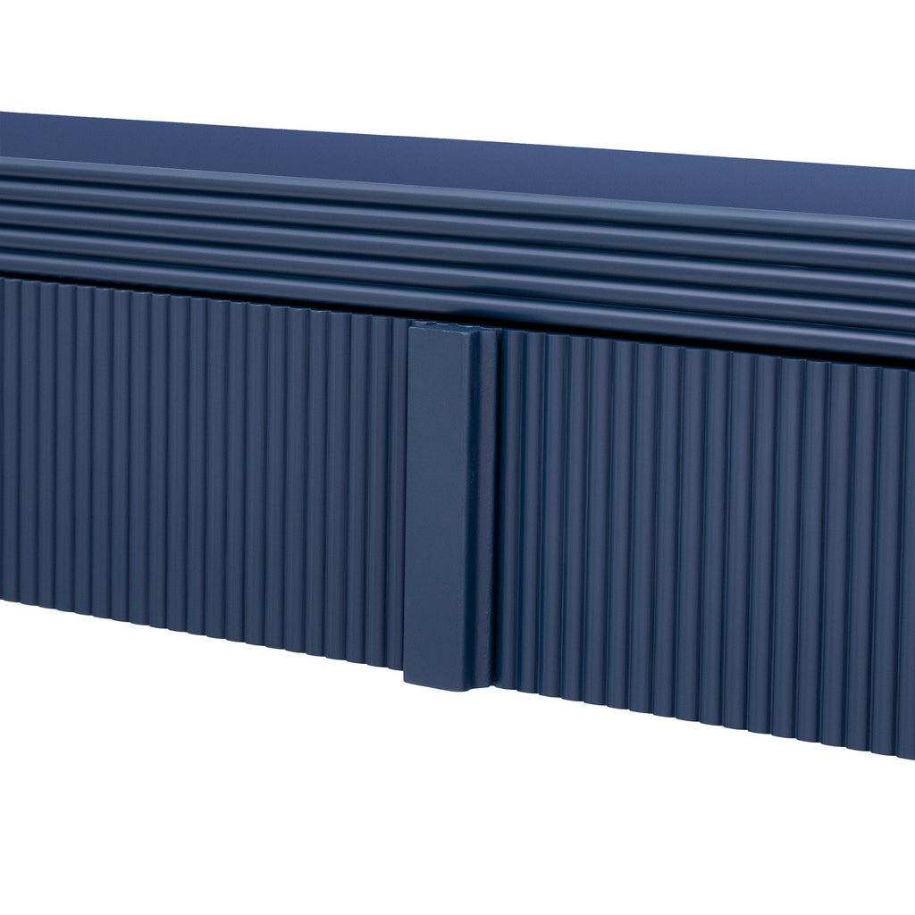 TREXM Modern Console Table with 2 Storage Drawers, Fluted Entryway Table with Rounded Silhouette for Hallway Living Room and Entryway (Navy Blue)