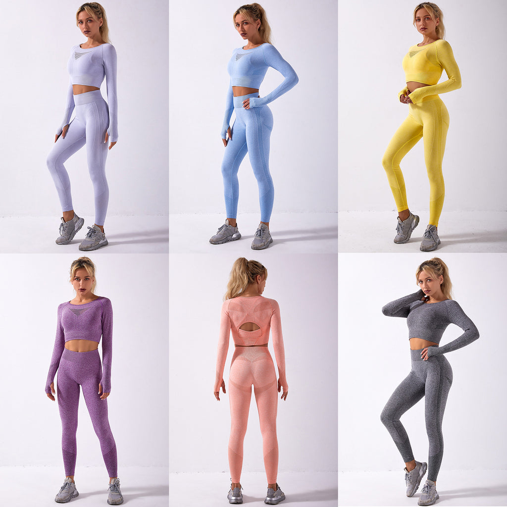 Seamless Long Sleeve Yoga Set for Fitness (New Arrival)