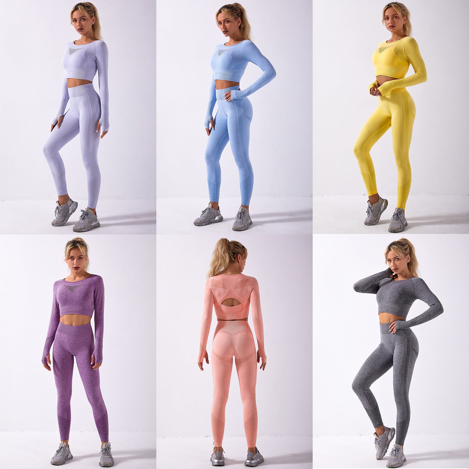 Seamless Long Sleeve Yoga Set for Fitness (New Arrival)