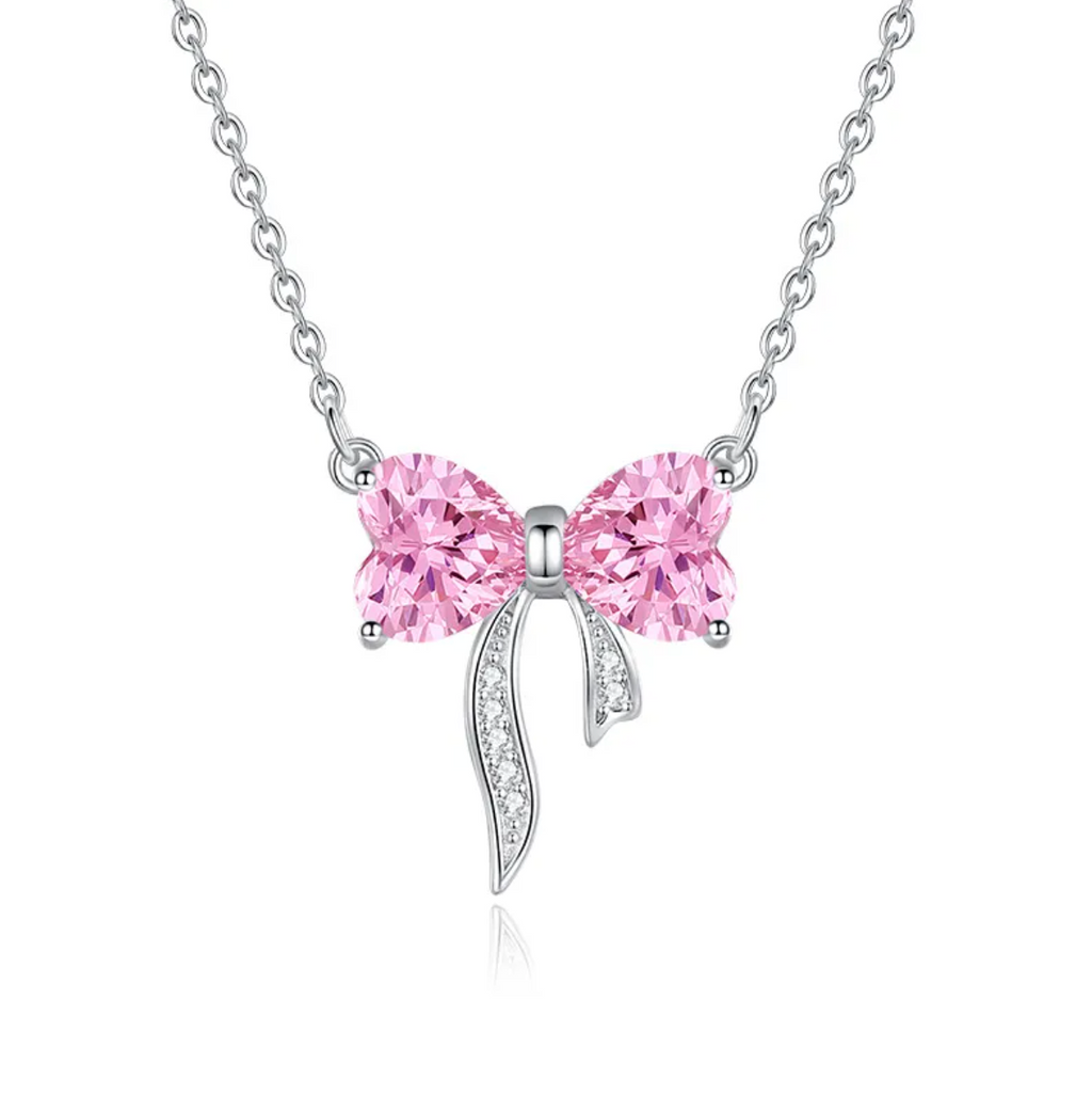 Women's Bow Zircon Necklace S925 Sterling Silver Clavicle Chain