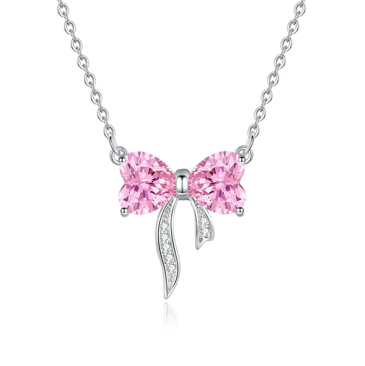 Women's Bow Zircon Necklace S925 Sterling Silver Clavicle Chain