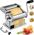 Pasta Maker 150 Roller Pasta Machine 7 Adjustable Thickness Settings Noodles Roller with 2-in-1 Noodles Maker with Rollers and Cutter Perfect for SpaghettiFettuccini Lasagna or Dumpling Skins