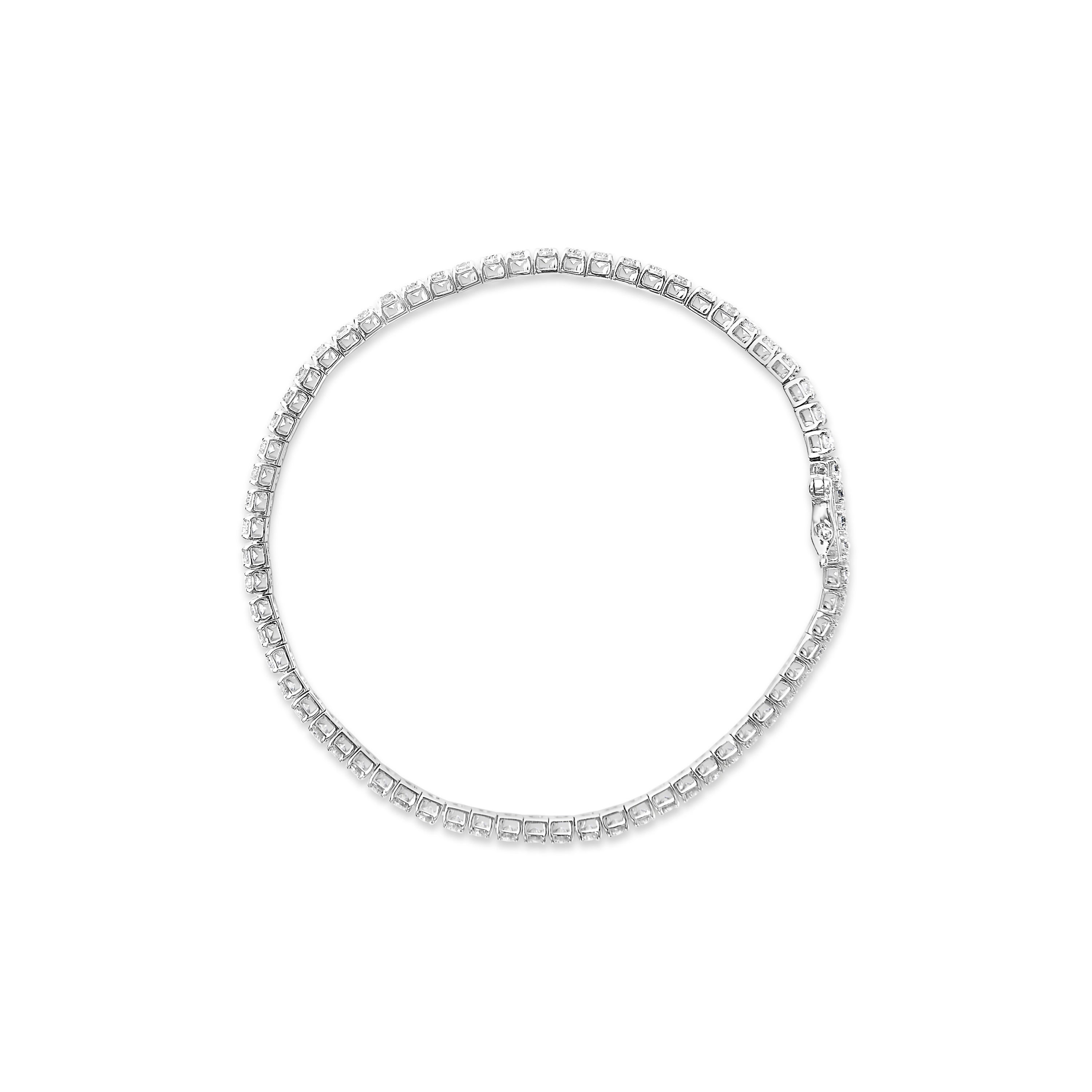 14K White Gold 4.0 Cttw Classic Lab-Grown Diamond Tennis Bracelet (F-G Color, VS2-SI1 Clarity) - 7" Inches