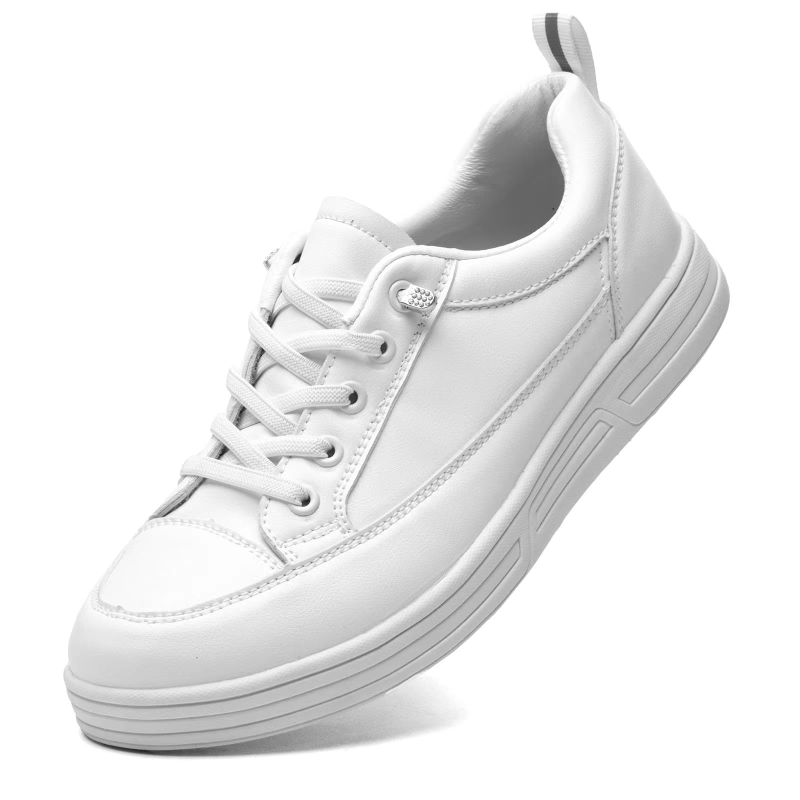 V-Janiffy Womens White Non Slip Work Shoes White Food Service Slip Resistant Work Shoes White Womens Nursing Shoes.