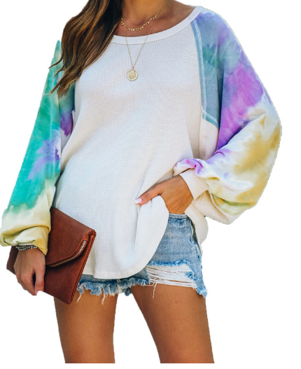 Tie-Dye Print Long Sleeve Sweatshirt for Women