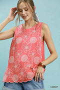 Umgee Floral Embroidered Sleeveless Top