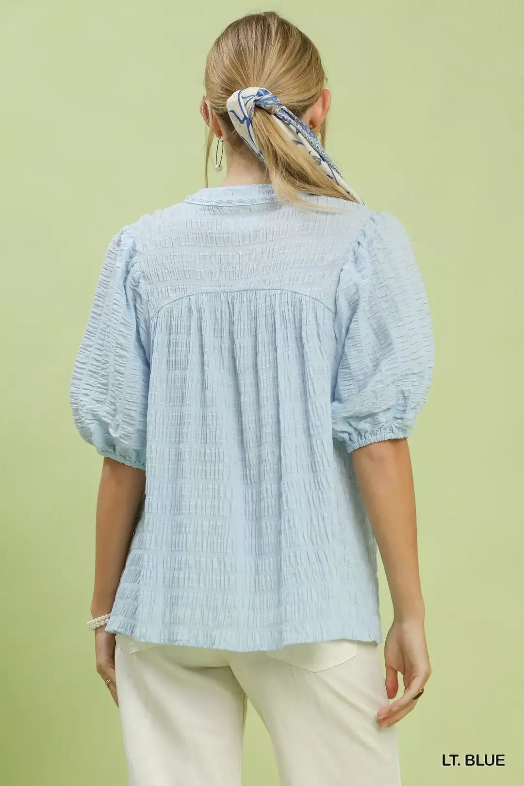 Umgee Textured Puff Sleeve Blouse