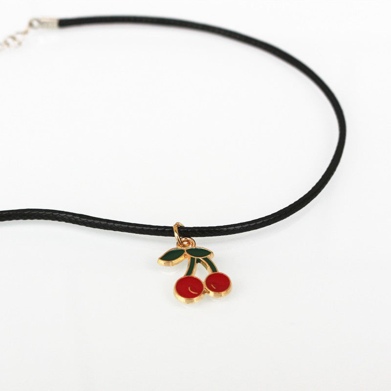 Cherry Pendant Choker Necklace, Short Clavicle Chain