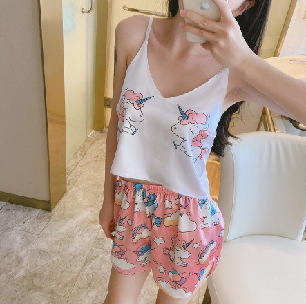 Summer Silk V-Neck Loungewear Set for Women